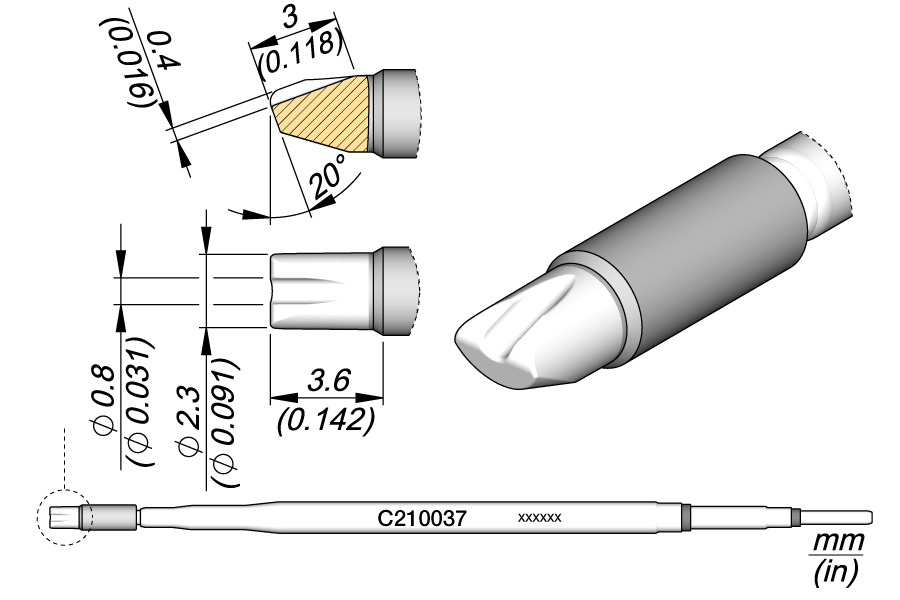 C210037 - Cartridge Barrell Ø0,8 L